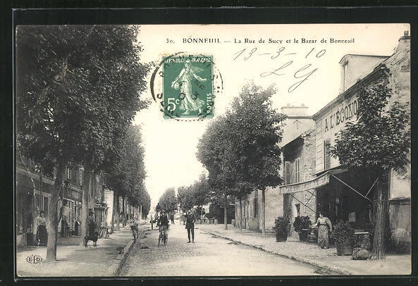 CPA Bonneuil, La Rue de Sucy et le Bazar 1910