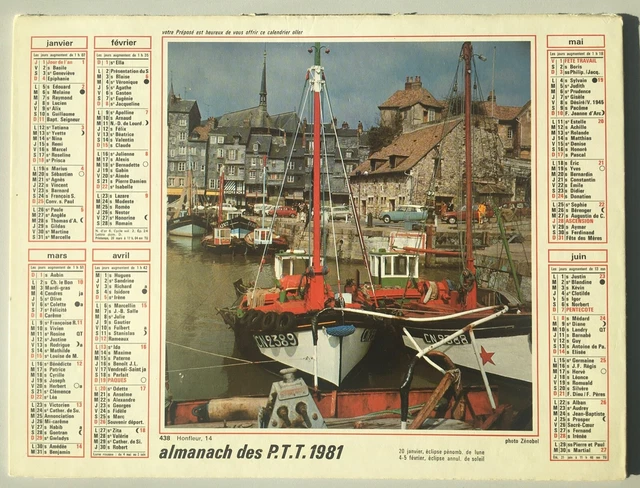 Calendrier Almanach Des Postes PTT 1981 – Thème Football Et Rugby – Vintage France