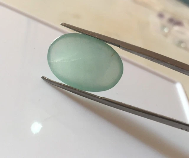 12.50 Cts Natural Aquamarine Milky Santa Maria Oval Shape Cabochon