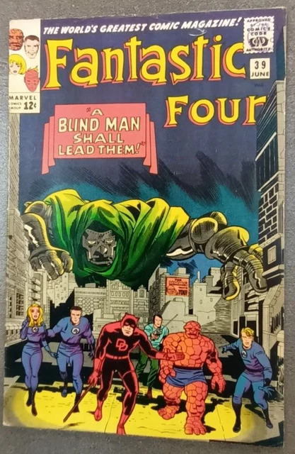 Fantastic Four #39 (Marvel 1965) Kirby Daredevil Classic Doom Cover 7.0 Fn/Vfn