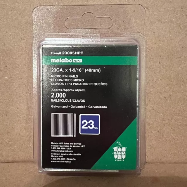 METABO HPT 1-9/16" x 23 GAUGE MICRO   PIN NAILS- 2,000 NAILS NEW