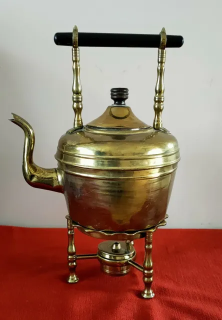 Antique Solid Brass Spirit Kettle With Stand