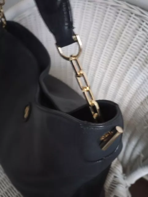 Tory Burch Black Pebbled Leather Chain Strap Hobo Slouchy Bag Nice Condition :) 2