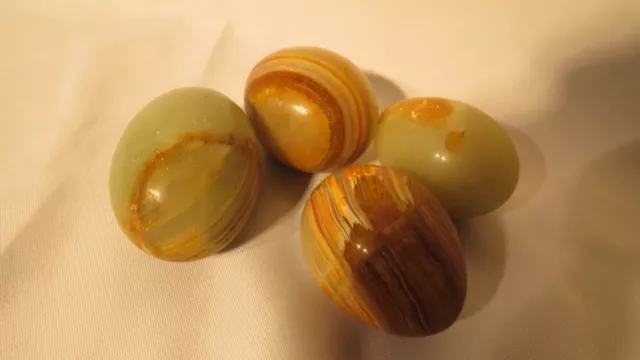 Decorative Eggs Made from Polished Stone Marble, Onyx, Agate etc - Set of 4 2