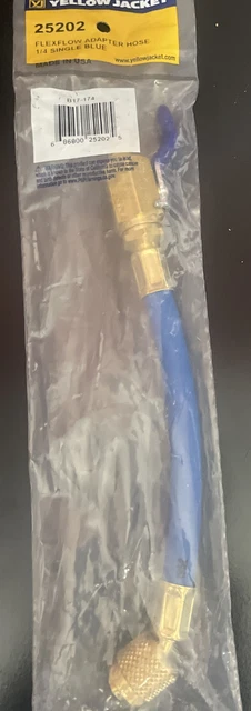 Yellow Jacket 9" FLEXFLOW 1/4" Adaper Hose with Ball Valve - Blue Hose 25202