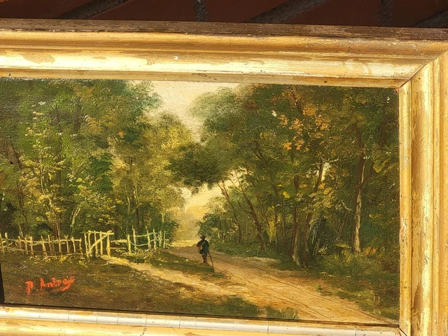 2 TABLEAUX ANCIEN signé. Paysage Peinture huile sur panneau de bois ...