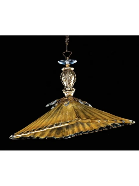 Lámpara de Araña Clásico de Madera, Vidrio De Murano Y Cristal