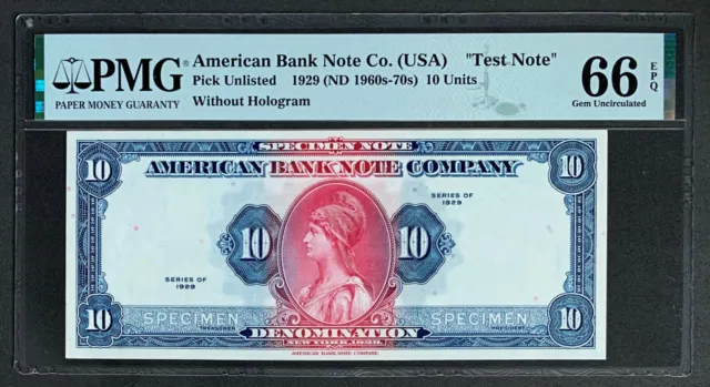 NQC Specimen 1929 ND 1960s-70s $10 American Bank Note Without Hologram GU 66 EPQ