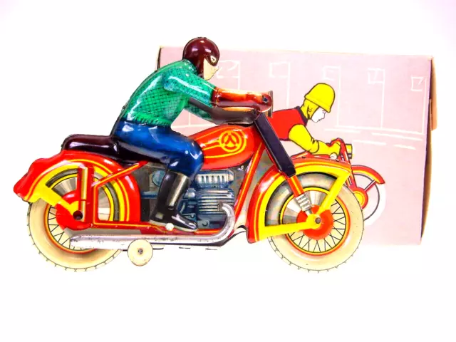 GSMOTO TIN TOY MOTOR CYCLE / MOTORRAD "CIVIL DRIVER" RUSSIA, 22cm, LIKE NEWnBOX