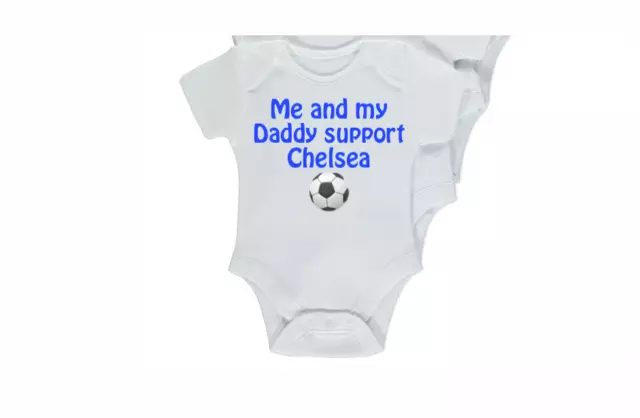 Personalised Baby Vest Grow Body Suit New Born Football Team Chelsea/Utd Gift