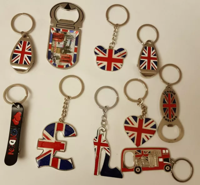 I Love London .England, Union Jack 12 Keychains   England Souvenirs  Key Rings