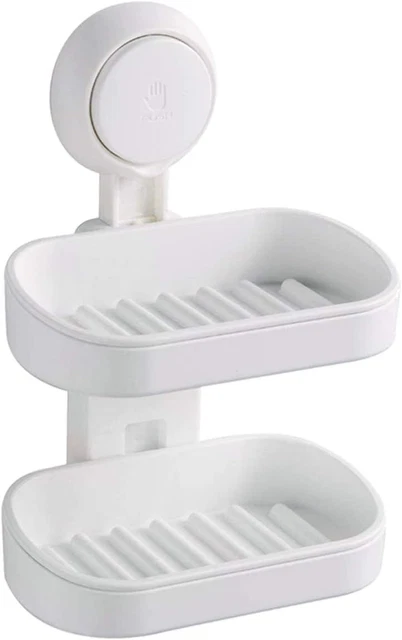 Double Layer Soap Dished Holder Suction Cup, Soap Bar Holder with Drainage Desig