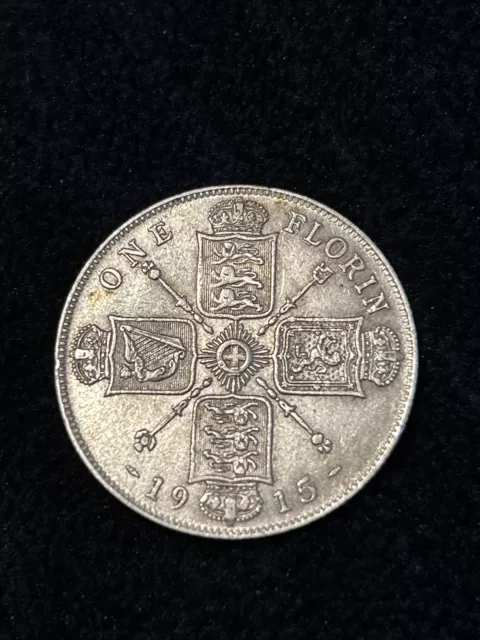Great Britain George V 1915 Florin Silver (17784)
