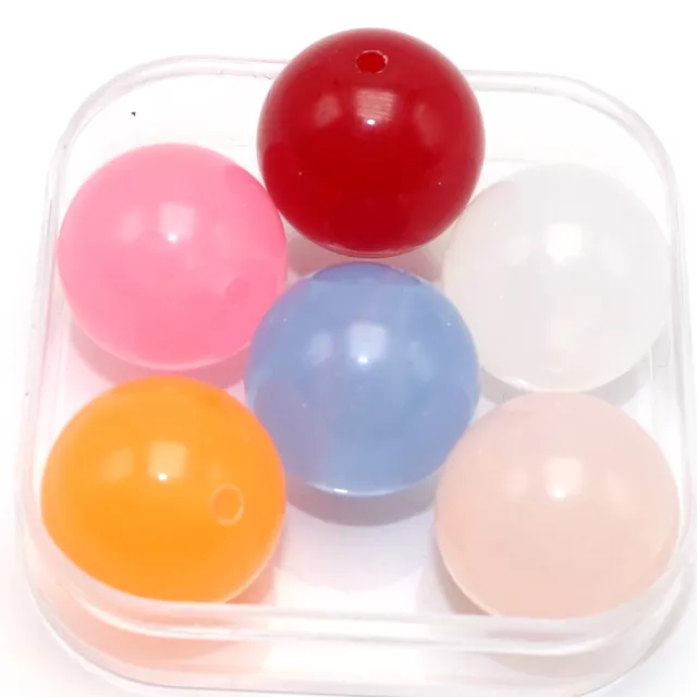 15 Mixed Jelly Colour Acrylic Smooth Ball Large Round Beads 20mm Jewelry Making