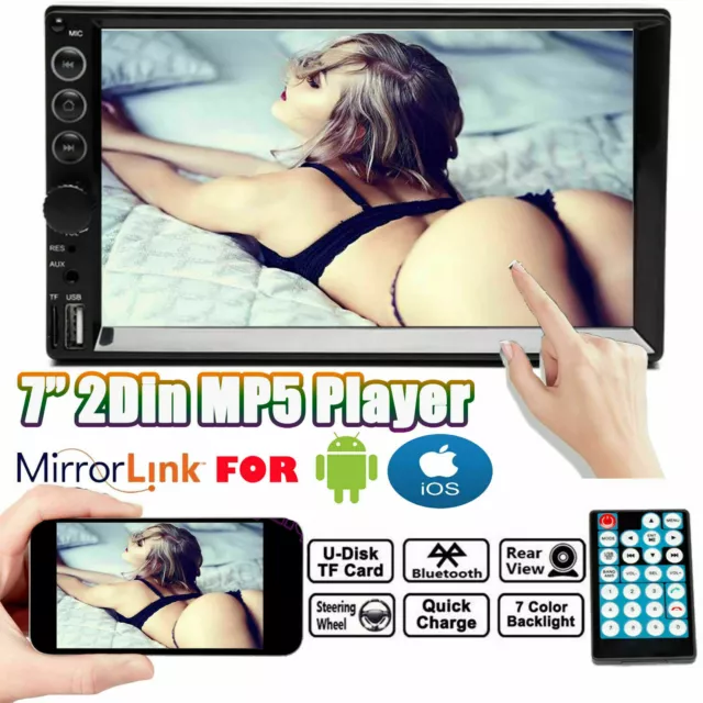 7 Car Stereo Radio MP5 USB AUX HD Bluetooth Mirror Link Touch Screen Player FM