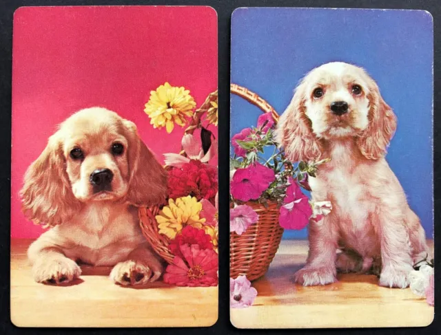 Pair of Vintage Swap/Playing Cards - CUTE PUPPIES / DOGS