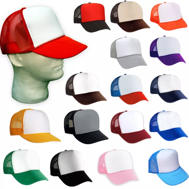 100 NEW TRUCKER HATS WHOLESALE BULK LOT Adjustable SNAPBACK HAT CAP MESH BLANK