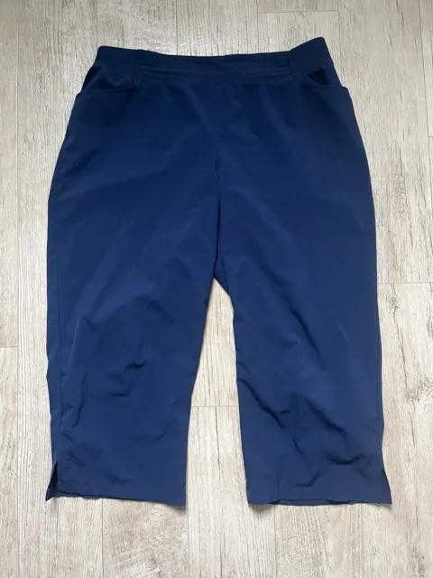 Chicos Zenergy Stretch  Capri/Crop Pants PULL ON POCKETS  Blue 2