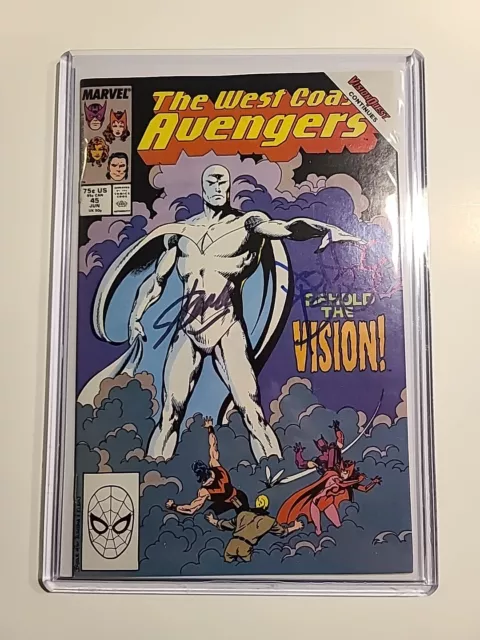 West Coast Avengers #45 VF/NM9.0 1st White Vision! Signed John Byrne & Stan Lee!