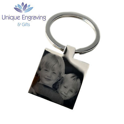 Personalised Photo Engraved Square Keyring Keychain - Mothers Day Gift! 2