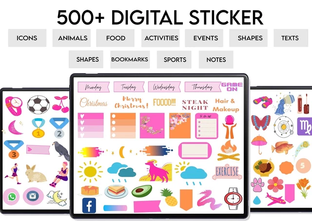 DIGITAL STICKERS FOR Goodnotes,Cropped Png Files, Digital Planner ...