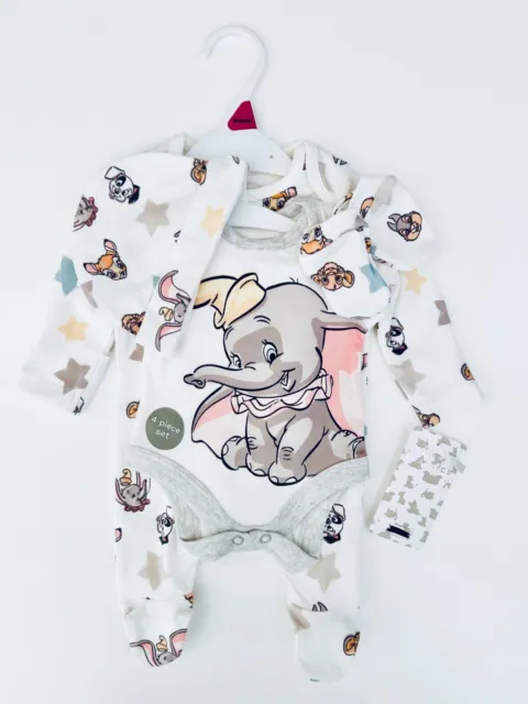Baby Nutmeg 4 Piece Sleepsuit Hat Vest Disney Dumbo Lion King Bambi Gift Set NEW