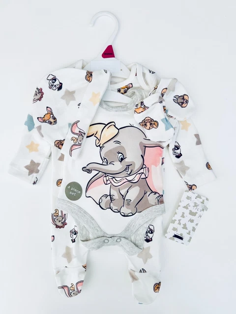 Baby Nutmeg 4 Piece Sleepsuit Hat Vest Disney Dumbo Lion King Bambi Gift Set NEW