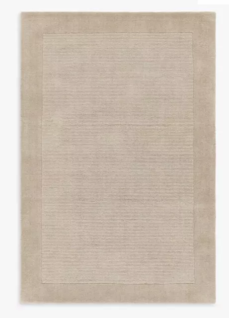 John Lewis ANYDAY Border 100% Wool Rug, Pale Mole, L170 x W110 cm