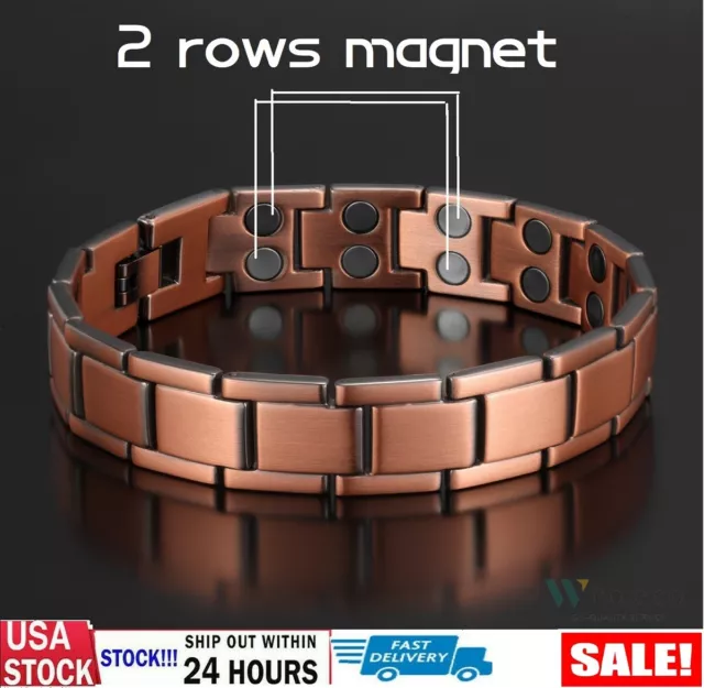 Men's Bracelet Magnetic Therapy Arthritis Pain Relief Pure Solid Copper Bangle