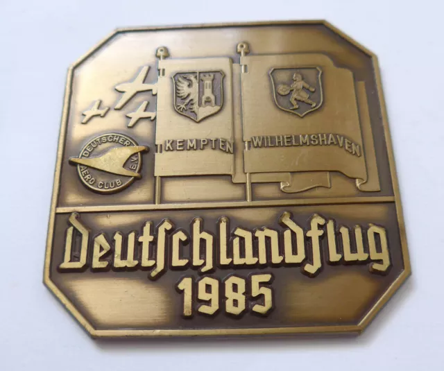 Plakette --Deutschlandflug Deutscher Aero Club 1985--