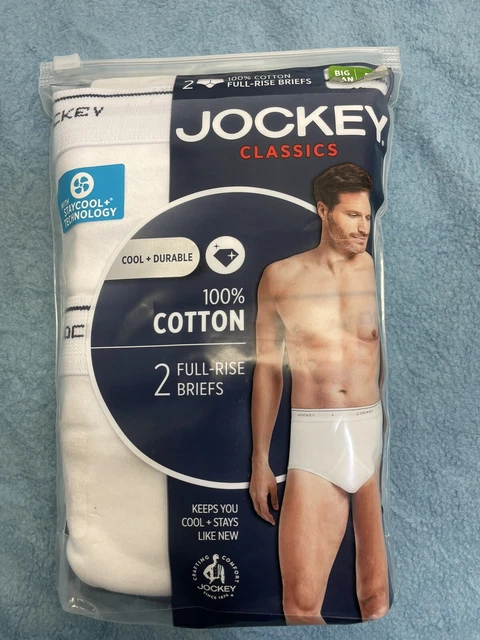 Classic Jockey Full Rise Big Man's Briefs White Cotton  Size 56 2 Pairs