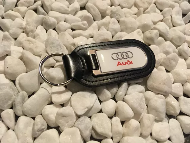 Audi schwarz Echtleder Schlüsselring harzbeschichtet A1 A2 A3 A4 A6 Q3 Q5 Q7