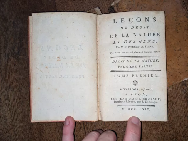 livre ancien-Félice-Leçons de droit de la nature et des gens 4/4 -1769-E.O.