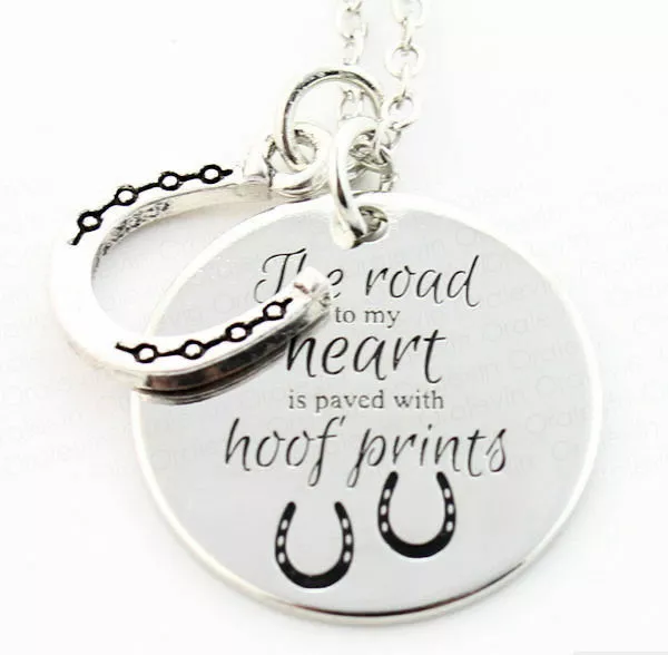 HORSE & WESTERN JEWELLERY JEWELRY LADIES HORSE MESSAGE NECKLACE SILVER b