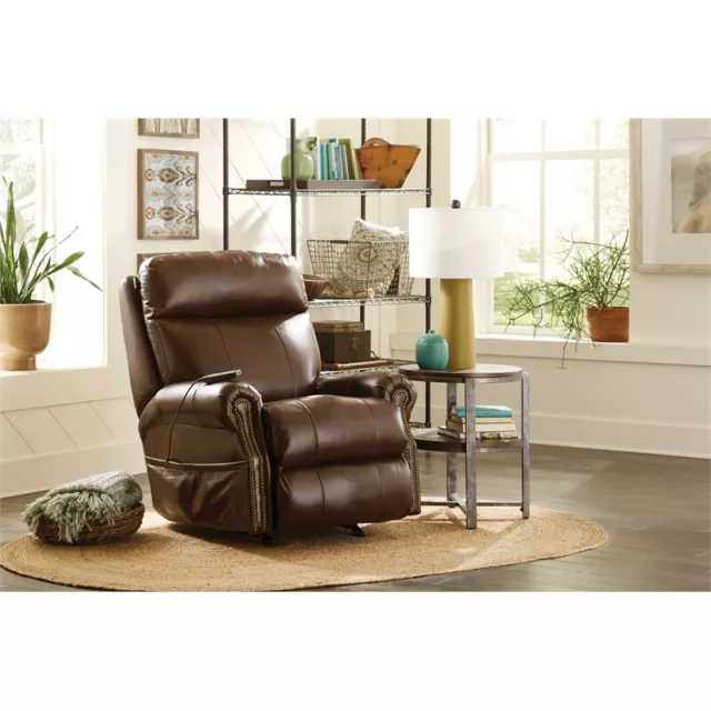 Catnapper Danny Brown Leather Power Rocker Recliner with Therapeutic Massage