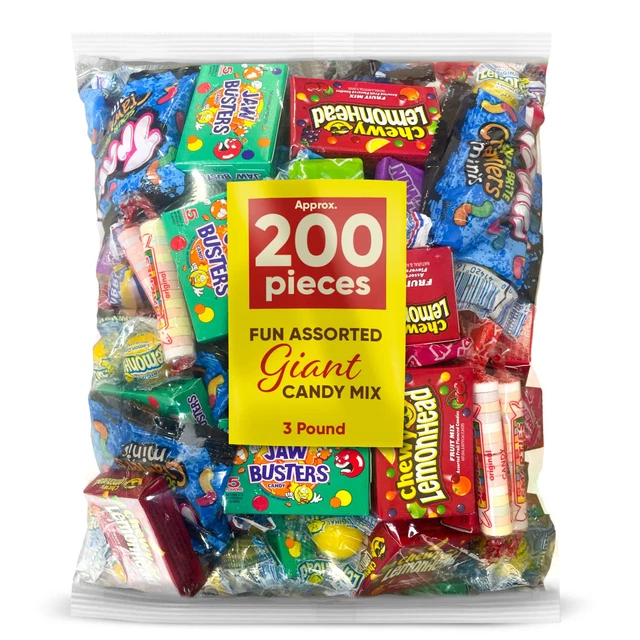 Candy Variety Pack 200 Count Giant Mix - Pinata Stuffers - 3 Pound - Bulk Candy