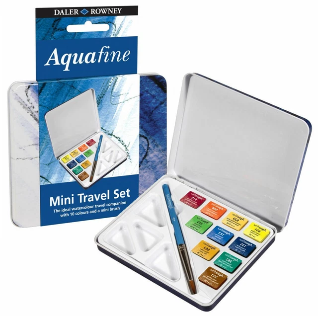 Daler Rowney Aquafine Aquarelle Peinture Mini Voyage Boite Ensemble