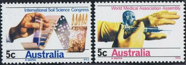 1968 Australian Science Top Tab Gutter Block of 8x5c Soil & World Medical Stamps 2