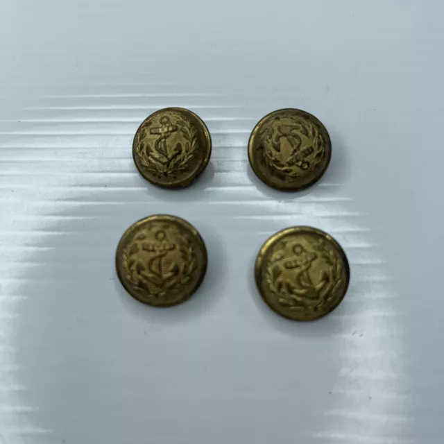 F Lot Vtg Military Buttons Brass Gold Navy Anchor