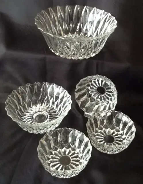 4 Vintage Kristallglas Schüssel Schale Schälchen Kompott Pudding Dessert Konvolu