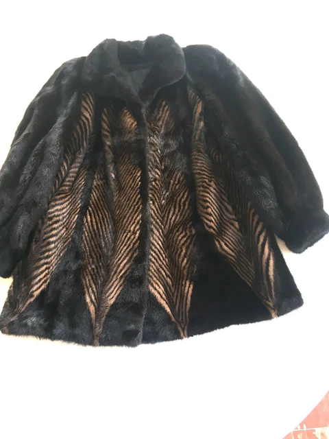 Veste En Vison Noir JAMA - Taille XL, Occasion Très Bon état