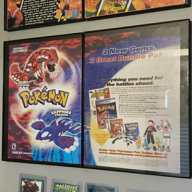 ENMARCADO 2003 Pokémon Rubí Zafiro Guía de Estrategia Anuncio JCC GBA Videojuego Arte de Pared