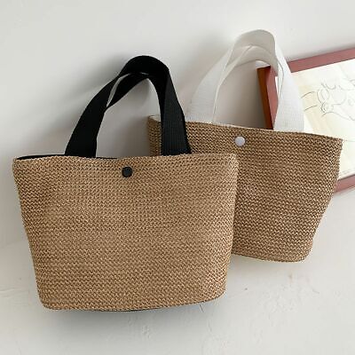 Women Wicker Handbag Bags Tote Beach Straw Woven Shopping Rattan Basket Bag Gift