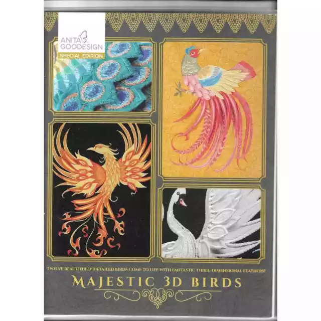 ¡Nuevo! Cd Y Libro Anita Goodesign Majestic 3D Diseño Bordado Pájaros