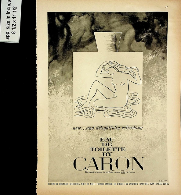 1961 Eau de Toilette by Caron Woman Perfume Vintage Print Ad 8022
