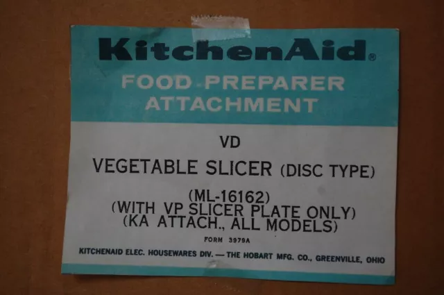 Broken Vintage KitchenAid Hobart 7" Pelican Disc Slicing Attachment