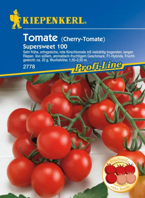 Cherry-Tomate Supersweet 100, F1, sehr frühe ertragreiche Kirschtomate mit vielz