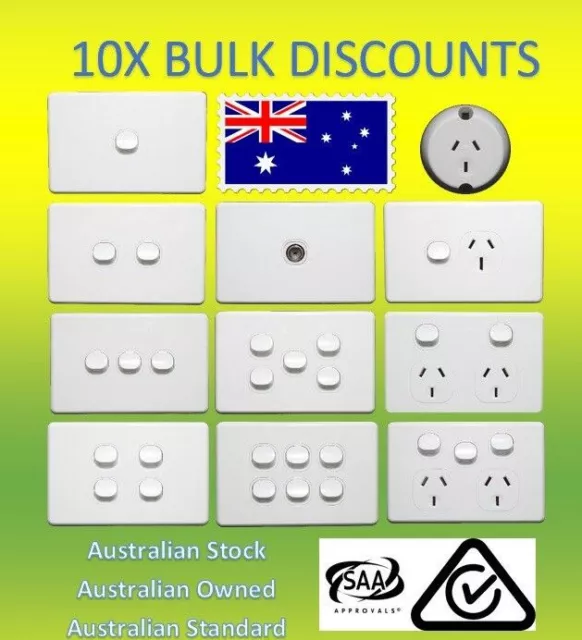 10X 10 Amp 240V Double Power Point Socket Outlet GPO Wall Light Switch