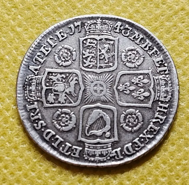1743 Shilling - George II British Silver Coin