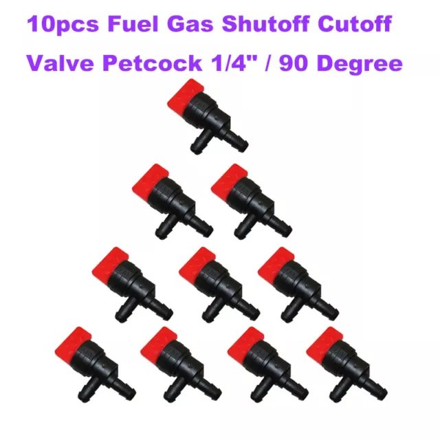 10pcs Fuel Gas Shutoff Cutoff Valve Petcock 1/4" / 90 Degree For Tecumseh 35857